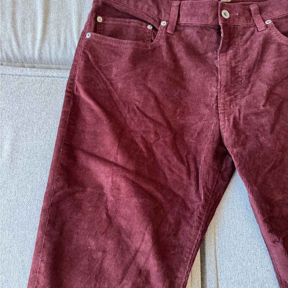J. Crew Men's Deep Red Corduroy Pants - 484 Slim - 35 X 32 - Picture 6 of 11